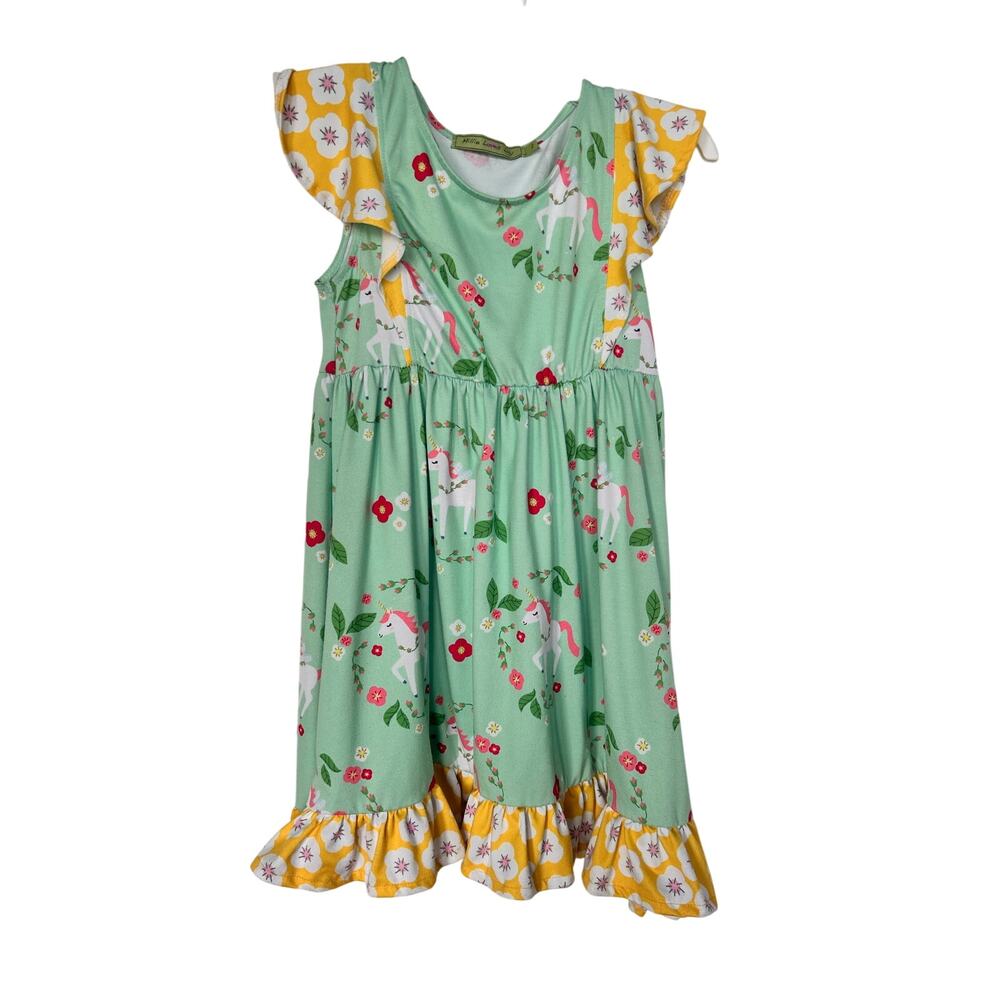 Millie‎ Loves Lily Girls Unicorn Print Spring A-Line Dress Multicolor Size 8